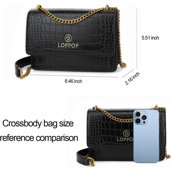 Women's C-black Leather Satchel Small Classy Crossbody Bag Purse Fashion Handbag - Picture 4 of 7